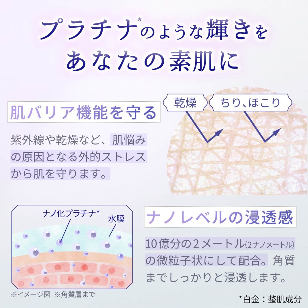 プラチナ*のような輝きをあなたの素肌に 肌バリア機能を守る ナノレベルの浸透感
